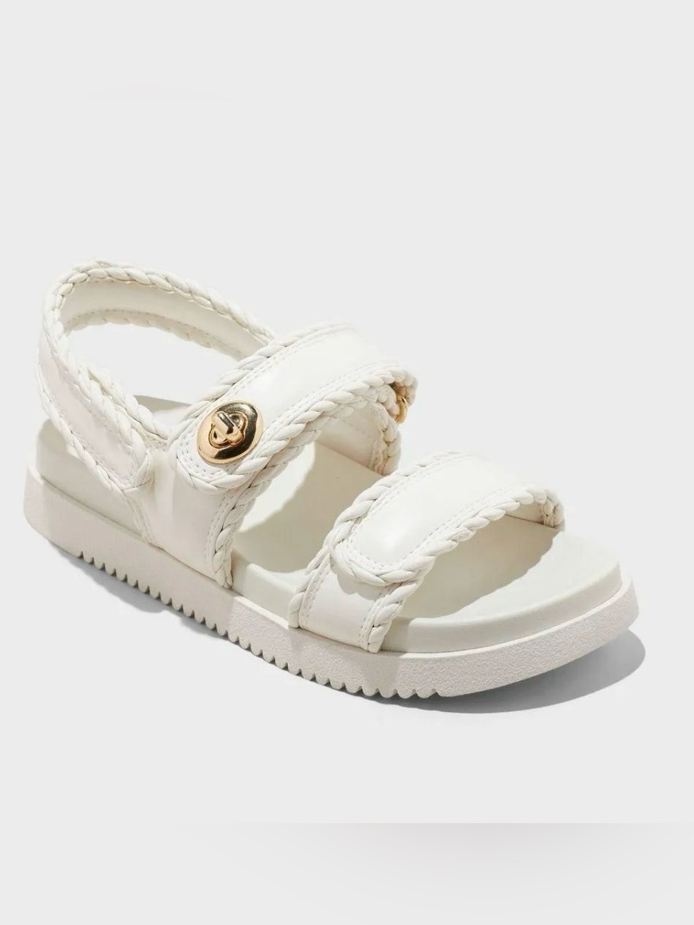 a new day Ladies Size 10 NEW Cream Braided Strap Sandal with Gold Accent